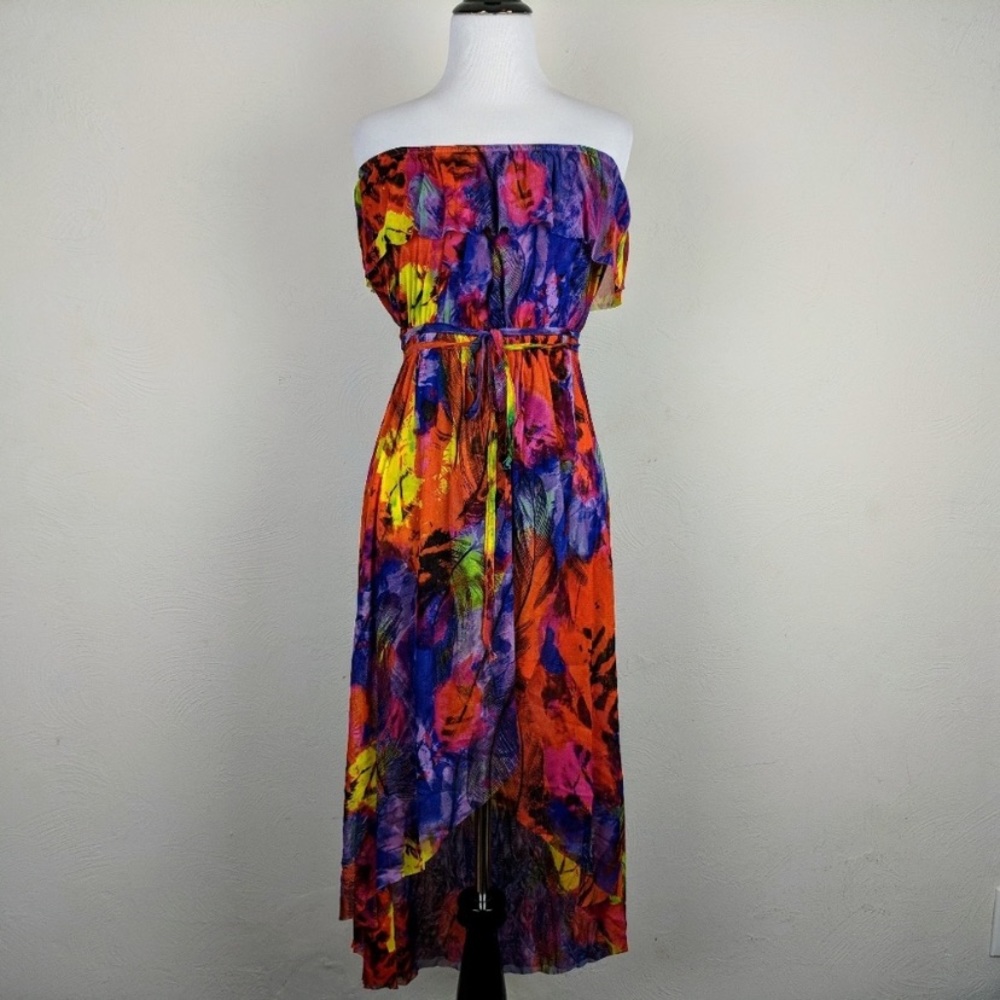 Cynthia Rowley Flowy Colorful Strapless Dress